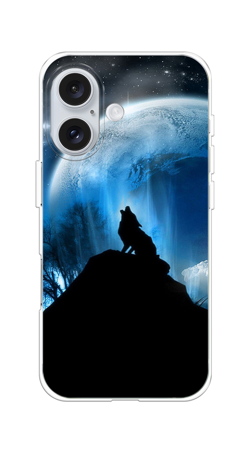 

Чехол на Apple iPhone 16 "Волк 2", Синий;черный;белый, 16050-1