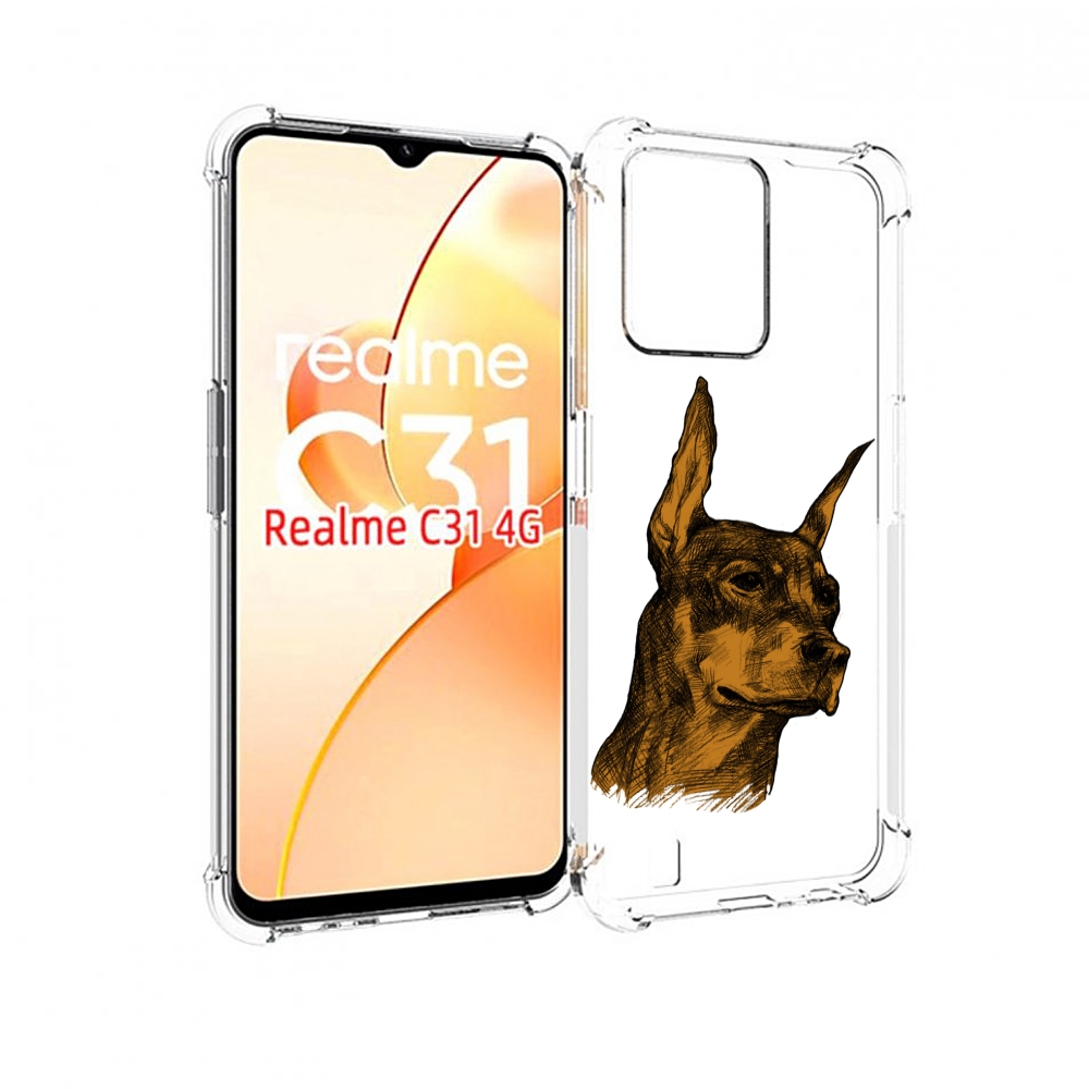 

Чехол MyPads скетч доберман для OPPO Realme C31, Прозрачный, Tocco