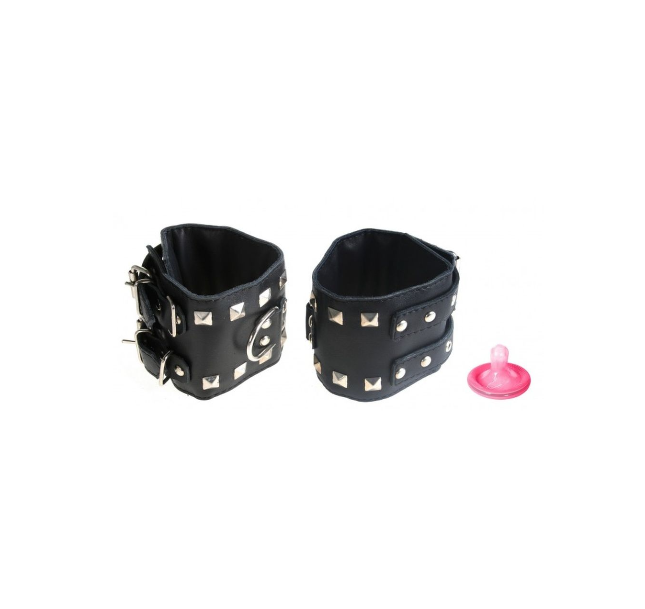 Оковы на ноги TOYFA LEATHER черные р-р S/M