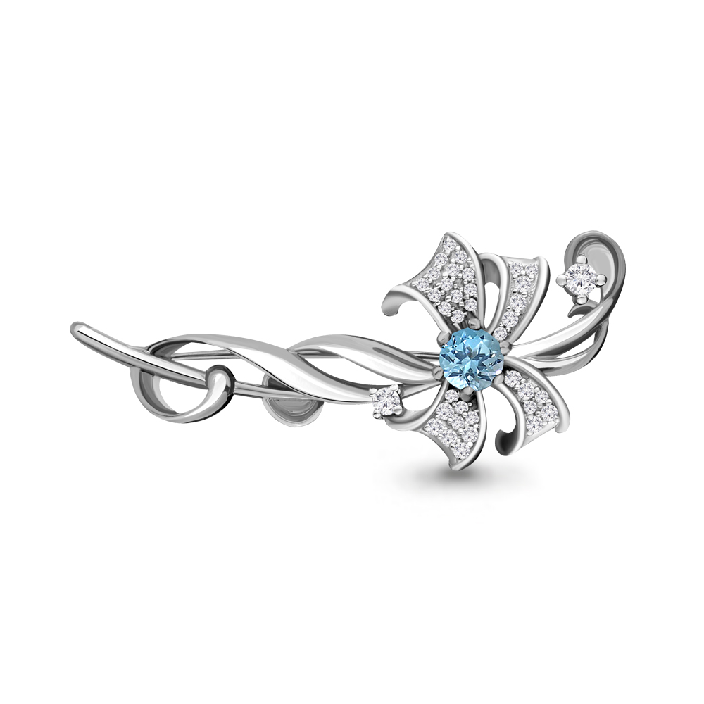 

Брошь из серебра с топазом Aquamarine Aquamarine 7150802А_925_р, 7150802А_925_р