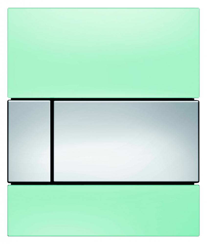 кнопка для инсталляции tece teceplanus urinal 9820084 хром глянцевый Кнопка смыва Tece Square Urinal 9242805 зелёное стекло (кнопка хром)
