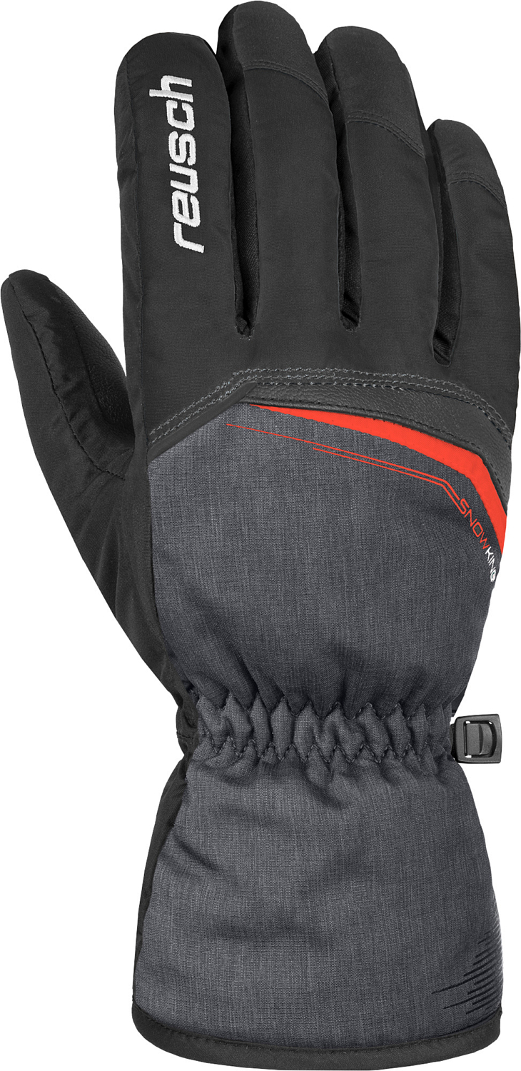 фото Перчатки горнолыжные reusch 2021-22 snow king black/black melange/fire red 8,5