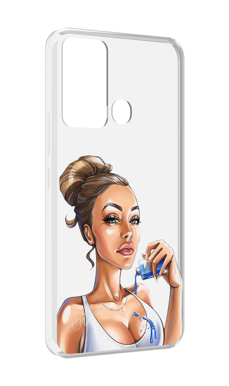 

Чехол MyPads девушка-пролила-краску женский для Infinix Hot 12i, Прозрачный, Tocco