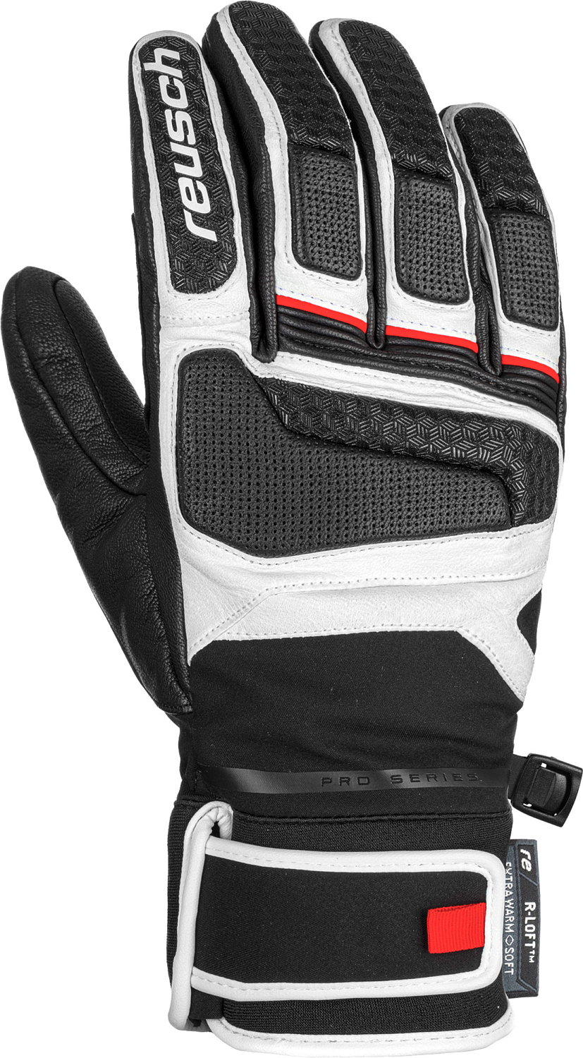 фото Перчатки горнолыжные reusch 2021-22 profi sl black/white/fire red (inch (дюйм):9,5)