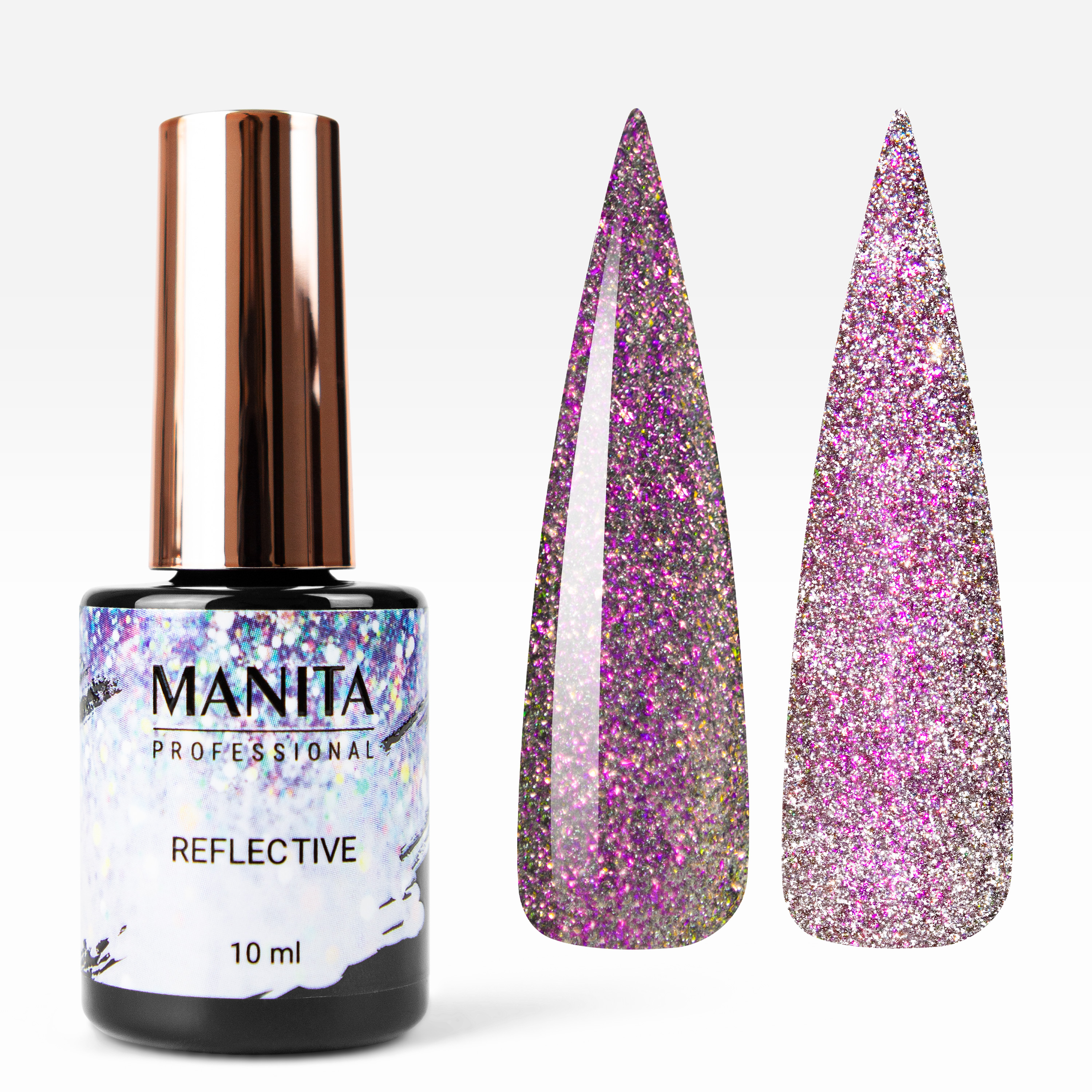 

Гель-лак светоотражающий manita reflective multichrome 07, Золотистый;розовый, MANITAREFMULT07