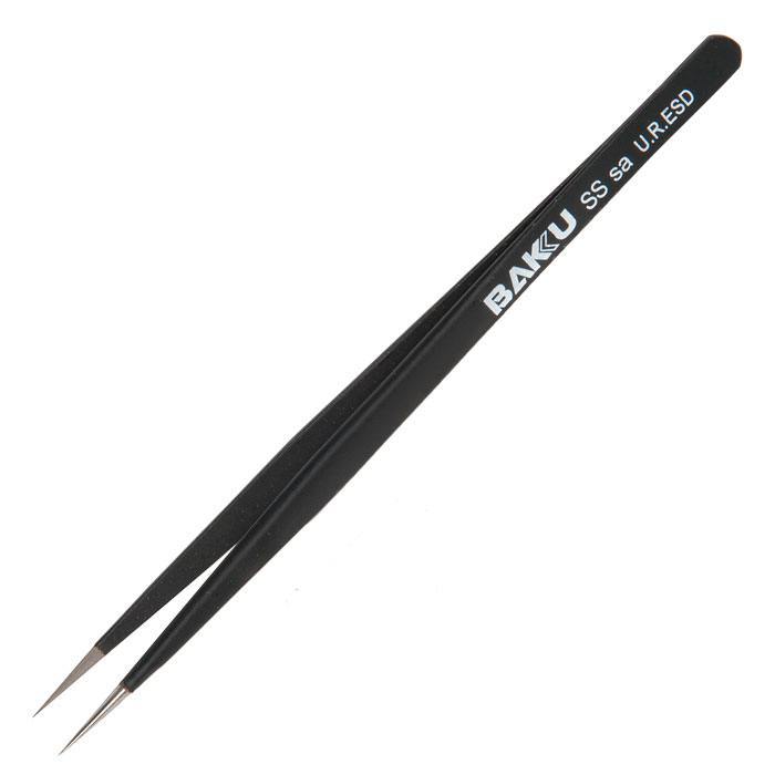 Пинцет прямой BAKU A8 SS-Sa черный пинцет в форме ножниц прямой 8 см цвет серебристый
