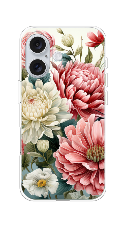 

Чехол на Apple iPhone 16 "Садовые цветы рисунок", Розовый;зеленый;белый, 16050-1