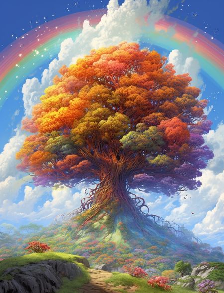

Алмазная мозаика без подрамника Радужное дерево, 50x40 см, 64593, РА-351