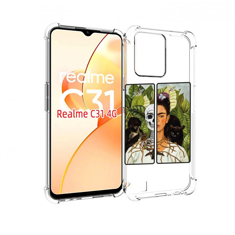 

Чехол MyPads сдвоенная картинка девушка скелет для OPPO Realme C31, Прозрачный, Tocco