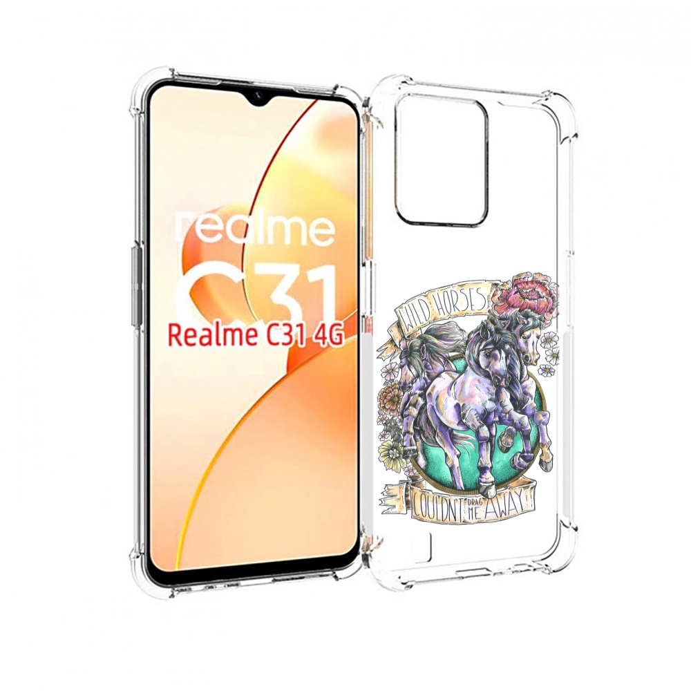 

Чехол MyPads рисунок коней в цветах для OPPO Realme C31, Прозрачный, Tocco