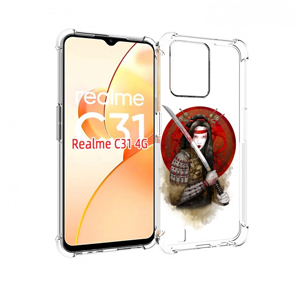 

Чехол MyPads рисованная девушка с катаной для OPPO Realme C31, Прозрачный, Tocco