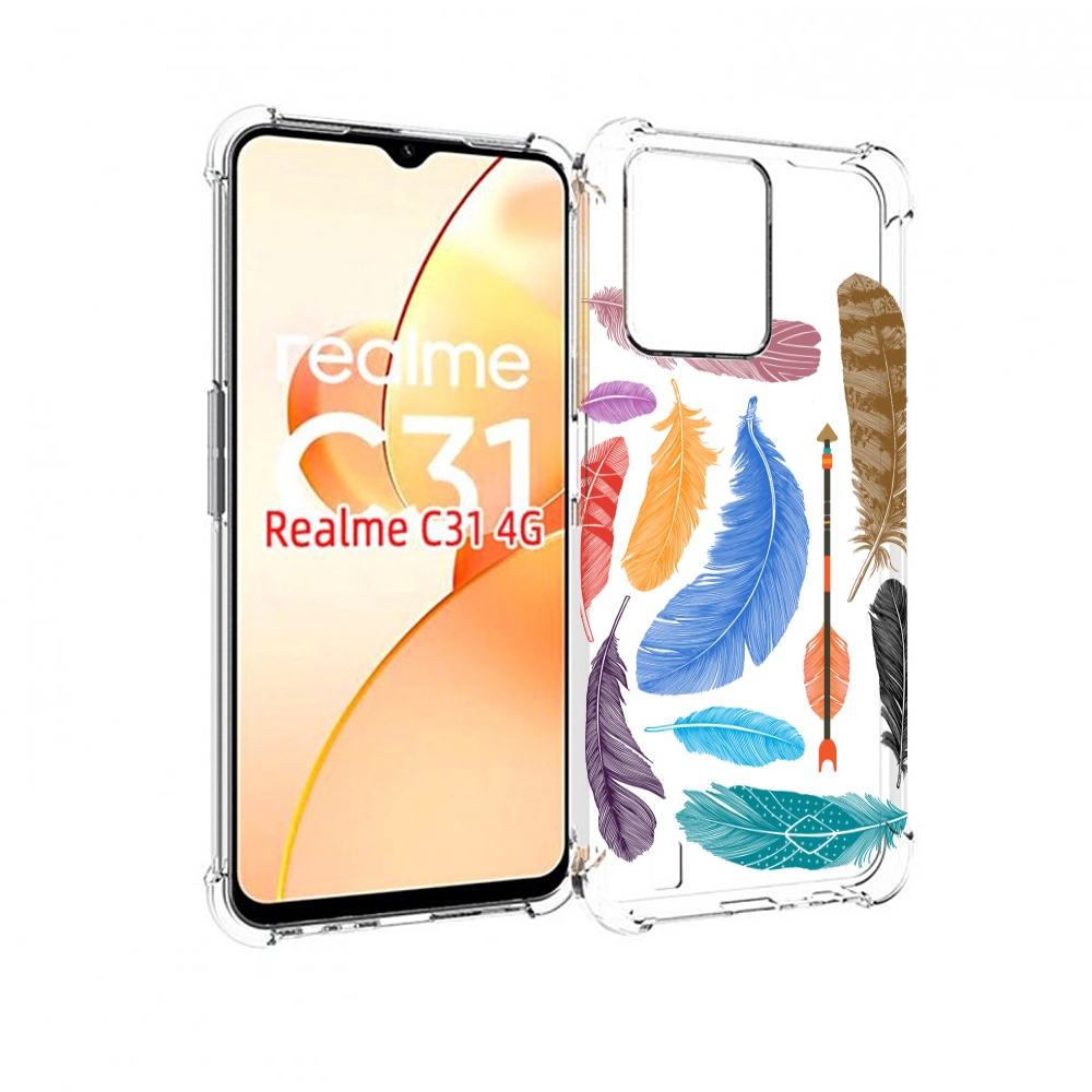 

Чехол MyPads разноцветные перья для OPPO Realme C31, Прозрачный, Tocco