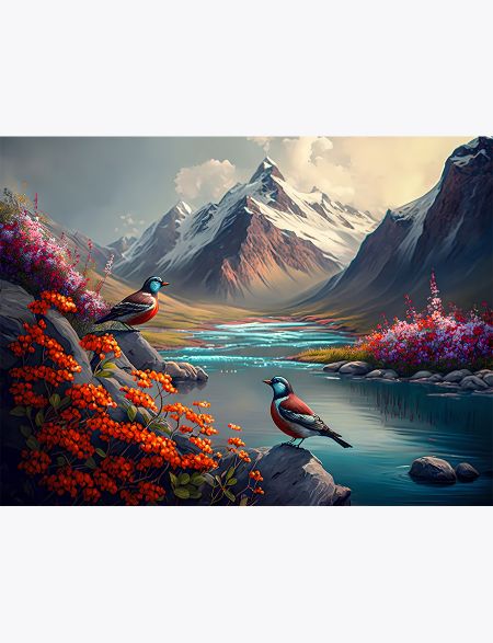 

Алмазная мозаика без подрамника Горные птицы, 50x40 см, 30 цветов, 63876, РА-346