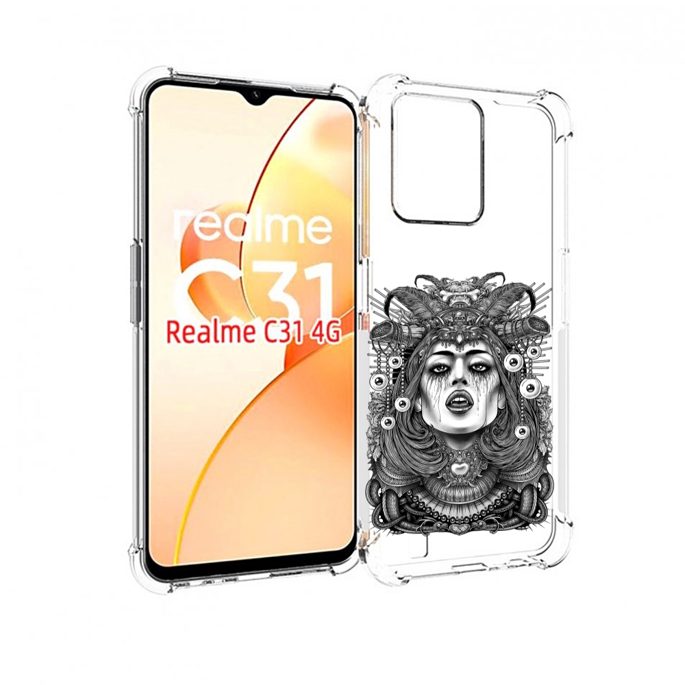 

Чехол MyPads портрет девушки черно белый для OPPO Realme C31, Прозрачный, Tocco