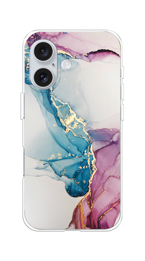 

Чехол на Apple iPhone 16 "Розовые разводы рисунок", Синий;розовый;золотистый, 16050-1