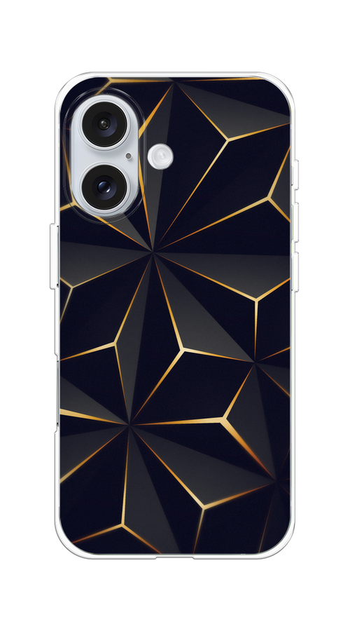 

Чехол на Apple iPhone 16 "Черные полигоны", Золотистый;черный, 16050-1