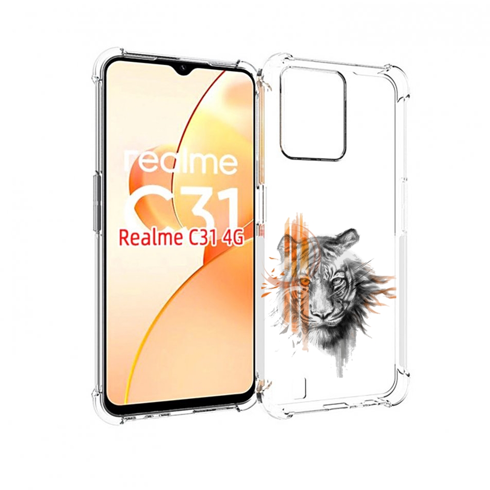 

Чехол MyPads огненный тигр для OPPO Realme C31, Прозрачный, Tocco