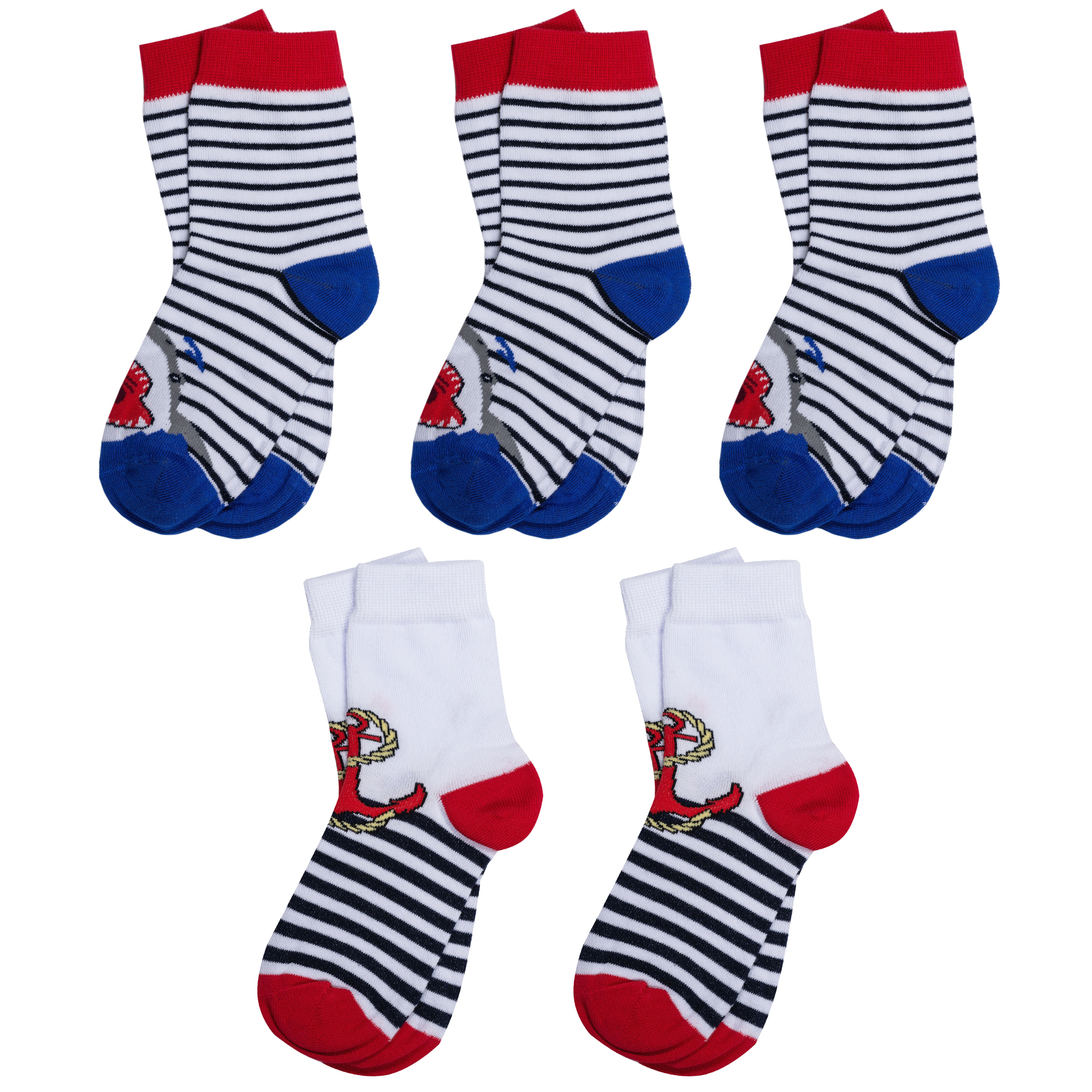 

Носки детские Rusocks 5-Д-43 цв. белый; красный; синий; черный р. 18-20, 5-Д-43