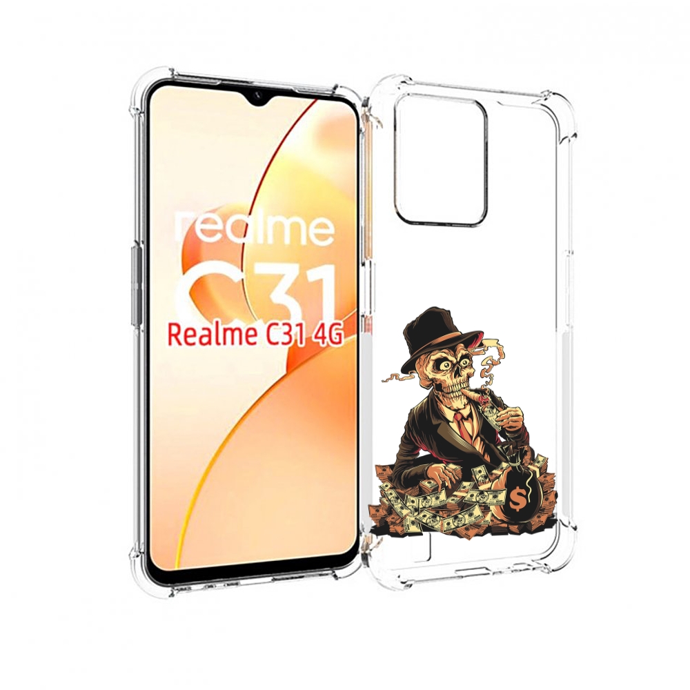 

Чехол MyPads нарисованный череп с сигаретой для OPPO Realme C31, Прозрачный, Tocco