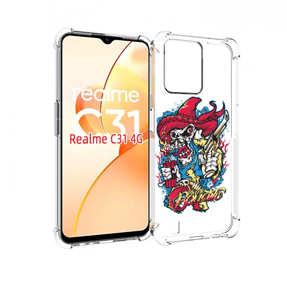 

Чехол MyPads нарисованный скелет с писталетом для OPPO Realme C31, Прозрачный, Tocco