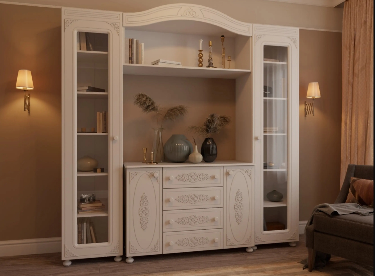 

Гарнитур для гостиной Compass Ассоль АС-004 Белый структурный/белое дерево, Ассоль АС-004