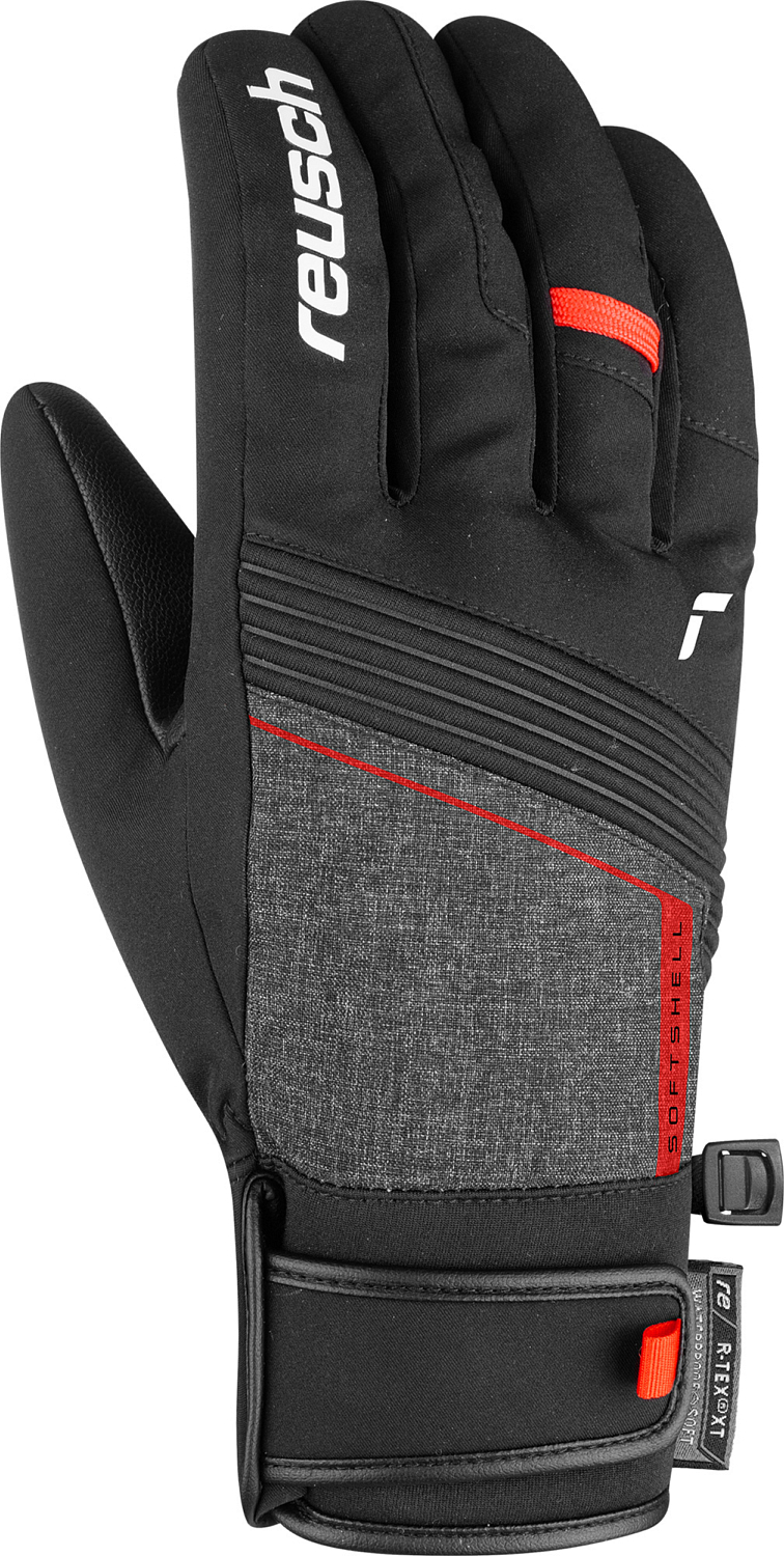 фото Перчатки горнолыжные reusch 2021-22 luca black/black melange/fire red 9,5