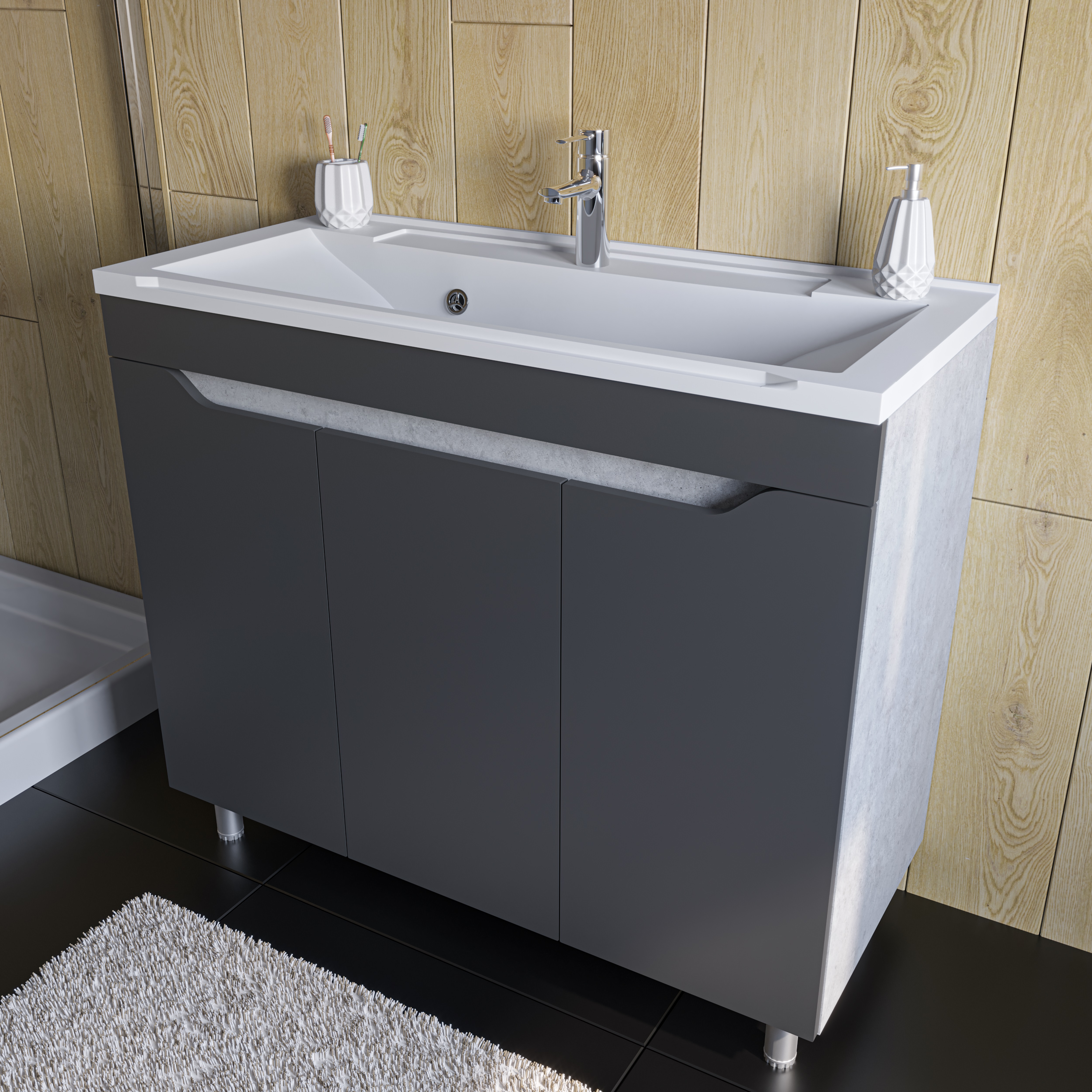 

Stella Polar Тумба с раковиной Stella Polar Абигель 100 серый/цемент