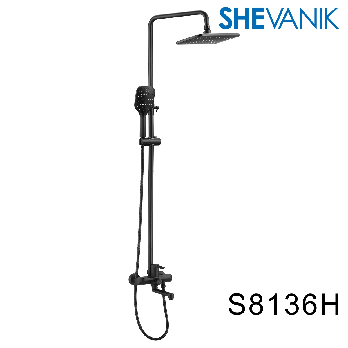 SHEVANIK Душевая стойка со смесителем Shevanik S8136H черный матовый