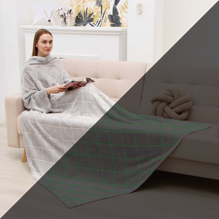 

Плед с рукавами светящийся в темноте Этель 'Ромбы' 150x200, 100 п/э 220 гр/м2