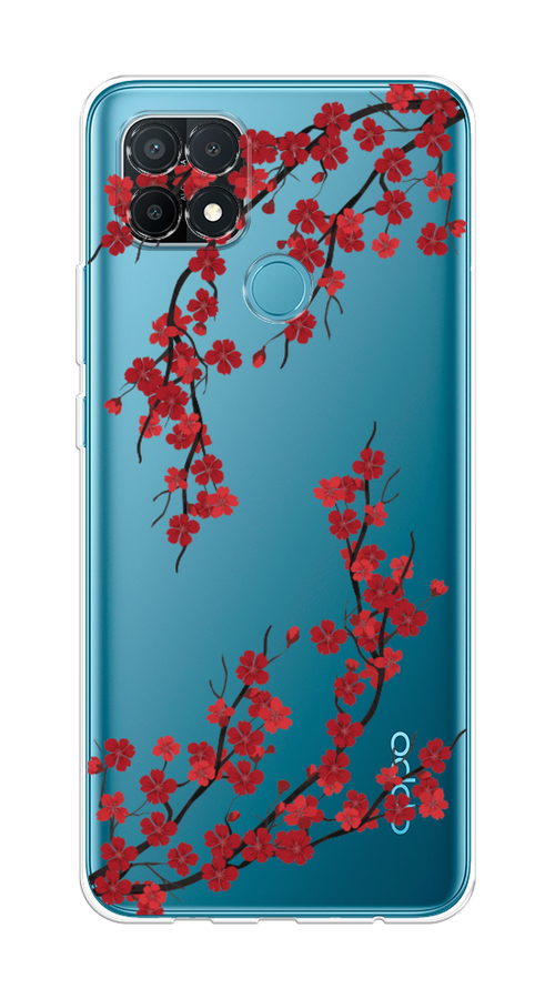 

Чехол на Oppo A15/A15s "Красная сакура", Красный;черный, 254750-2