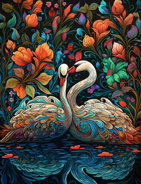 

Алмазная мозаика без подрамника Лебеди на пруду, 50x40 см, 30 цветов, 63858, РА-344