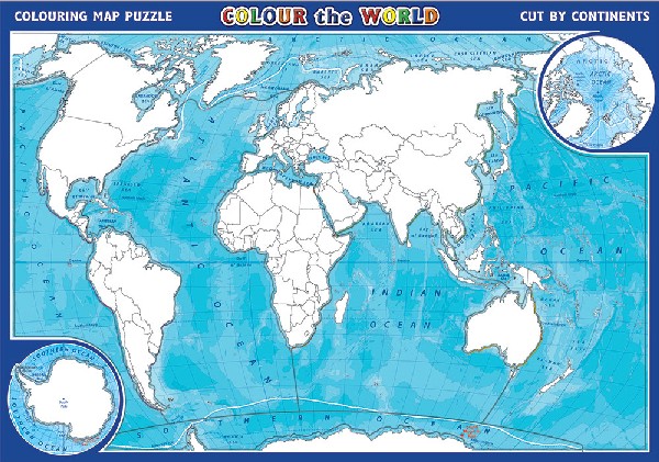 Пазл-раскраска картографический "Мир" на английском 100042352859
