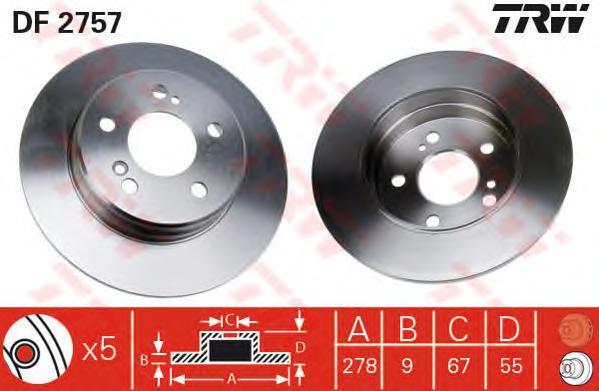 

Диск Тормозной Задний Mercedes W202, W203, W210 Df2757 Trw/Lucas Df2757