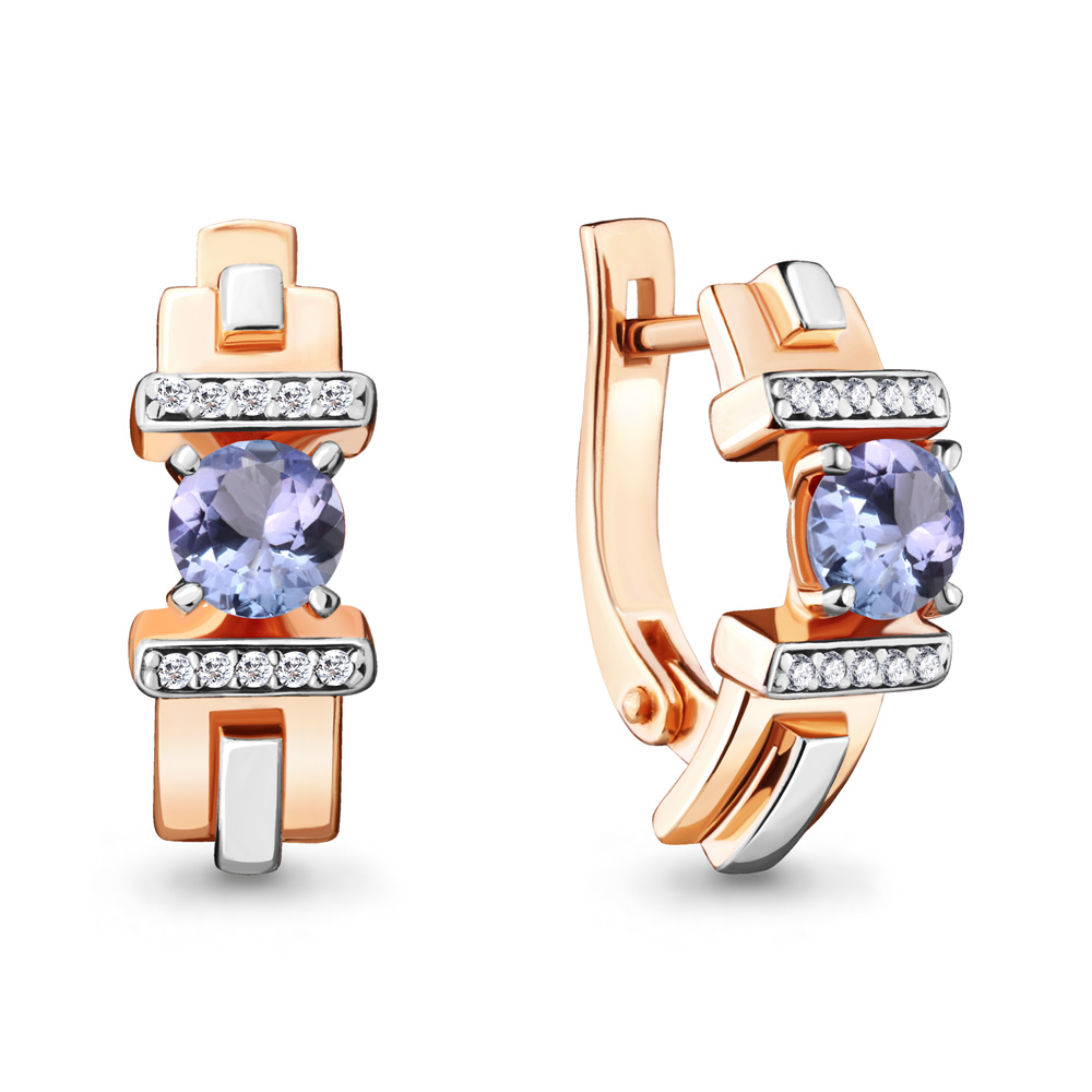 

Серьги из красного золота с бриллиантом/танзанитом Aquamarine 942773Ак, 942773Ак_585_кз