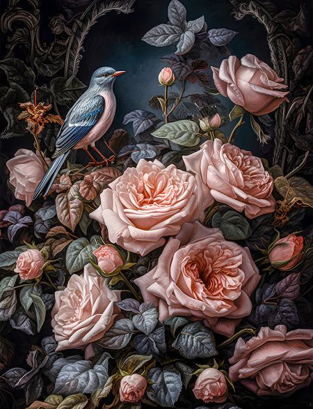 

Алмазная мозаика на подрамнике Птица на розе, 40x30 см, 40 цветов, 63742, ПРА-336