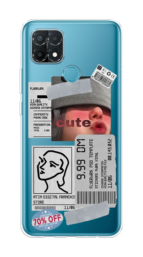 

Чехол на Oppo A15 "Cute girl collage", Розовый;серый;голубой, 254750-6