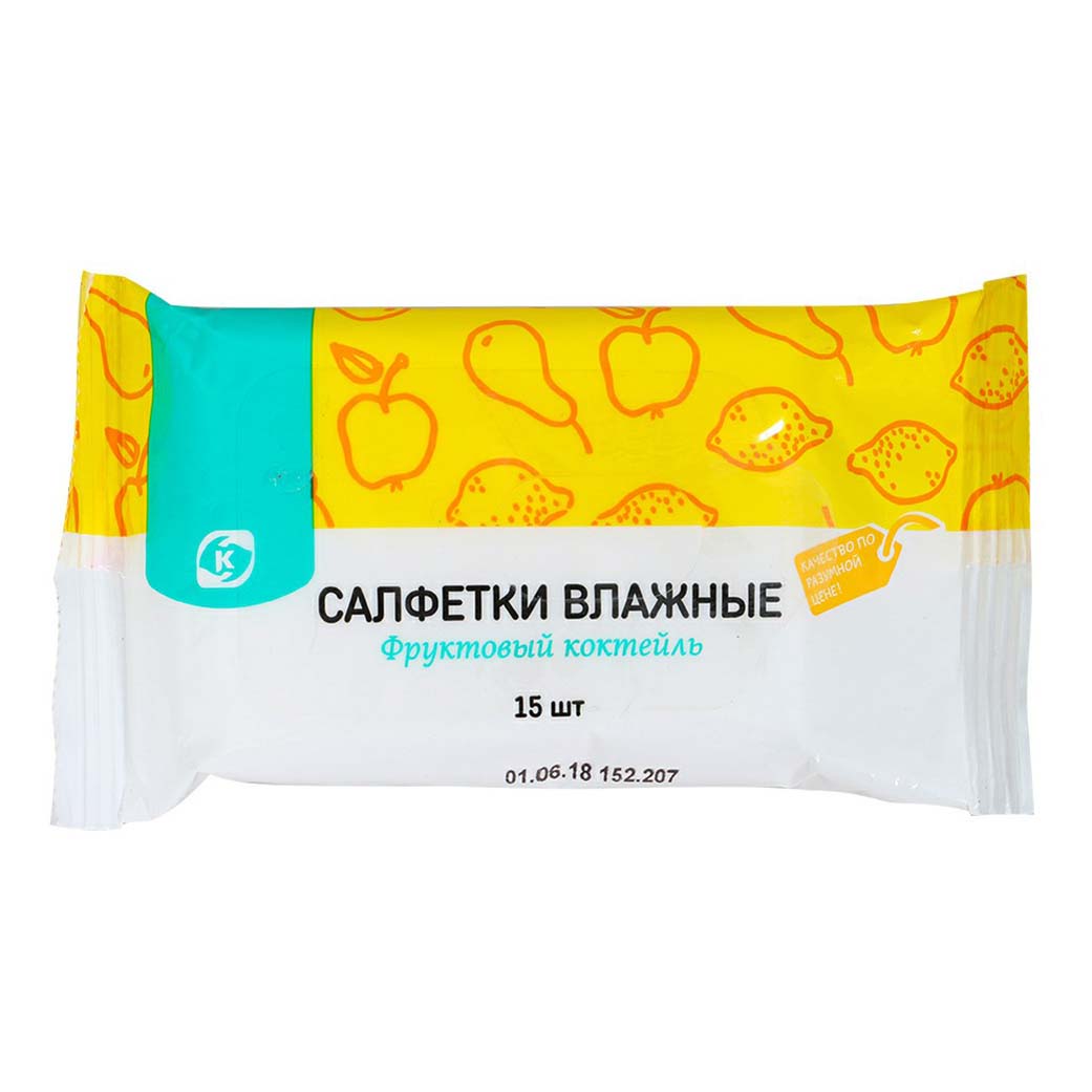 

Гигиенические салфетки Командор Фруктовый коктейль 15 шт