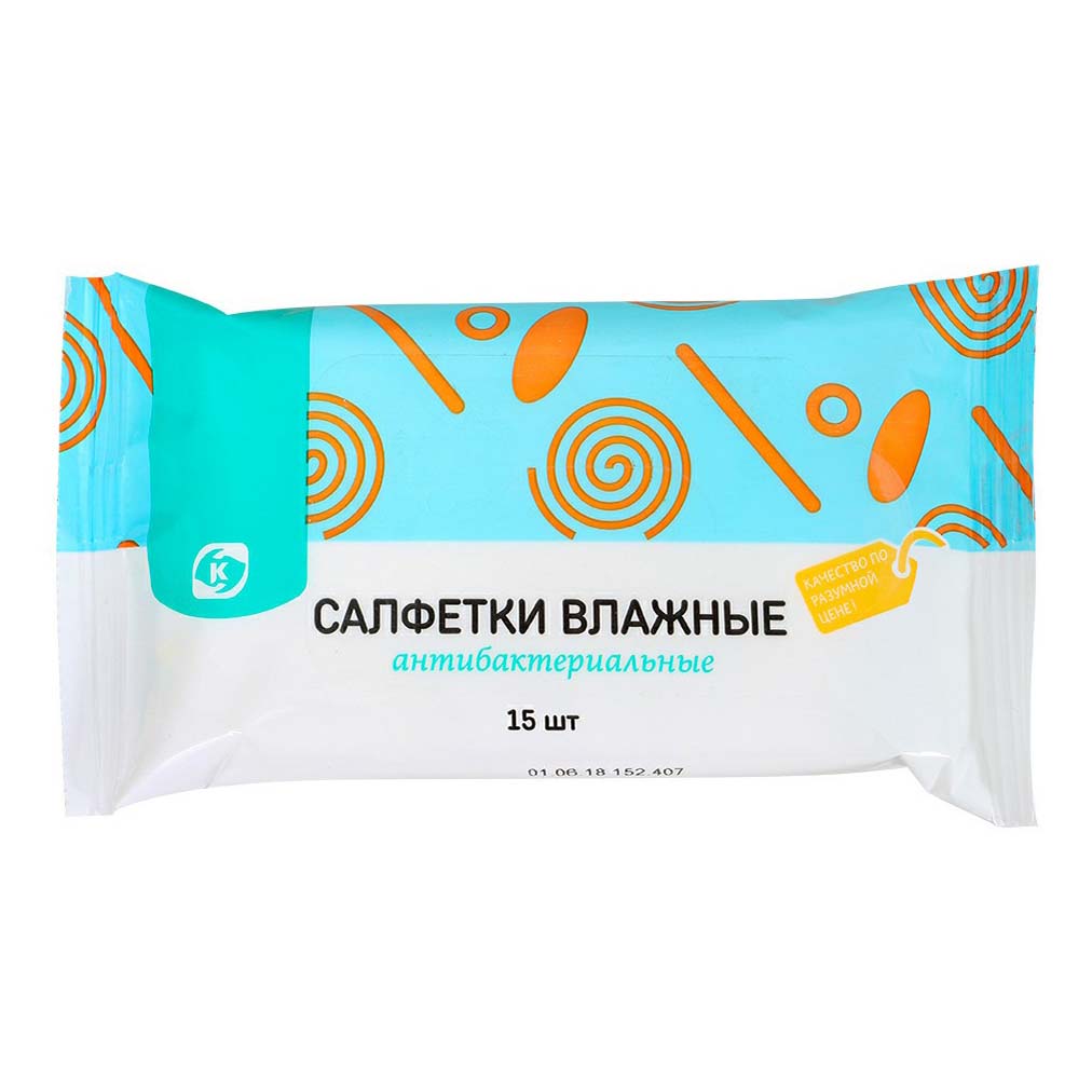 

Влажные салфетки Командор антибактериальные 15 шт