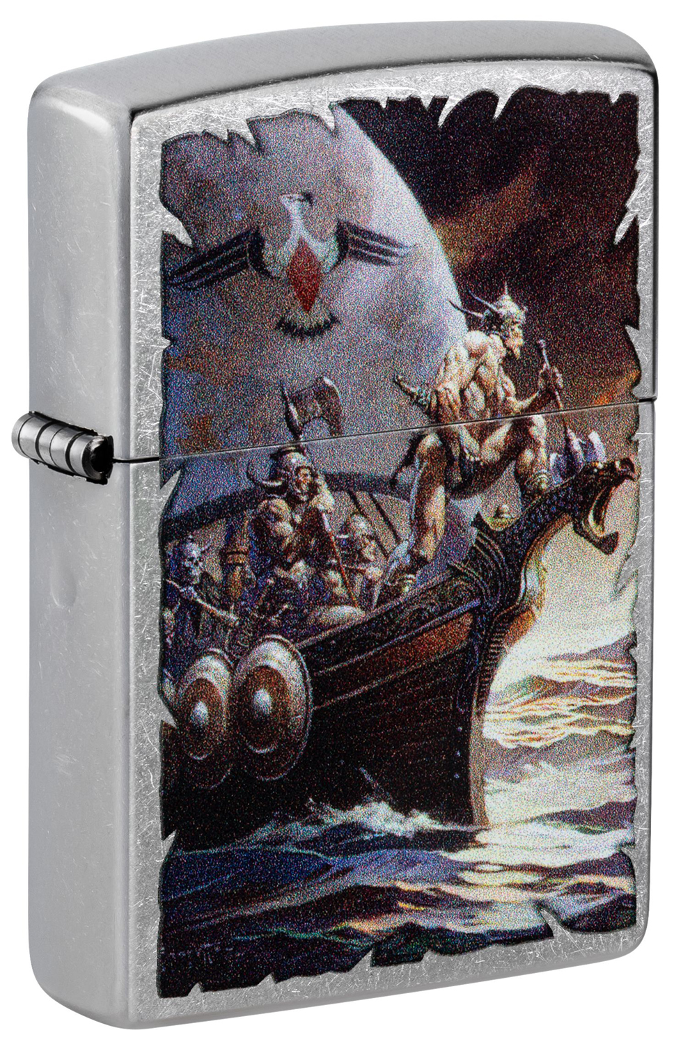 

Зажигалка бензиновая Zippo Frank Frazetta с покрытием Street Chrome, Серебристый