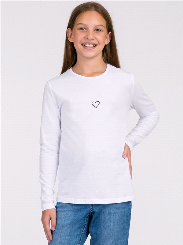 Лонгслив детский Апрель 1ДДЛД4192001, белый Контурное сердечко, 164 теплый джемпер графитового цвета в сердечко для девочек