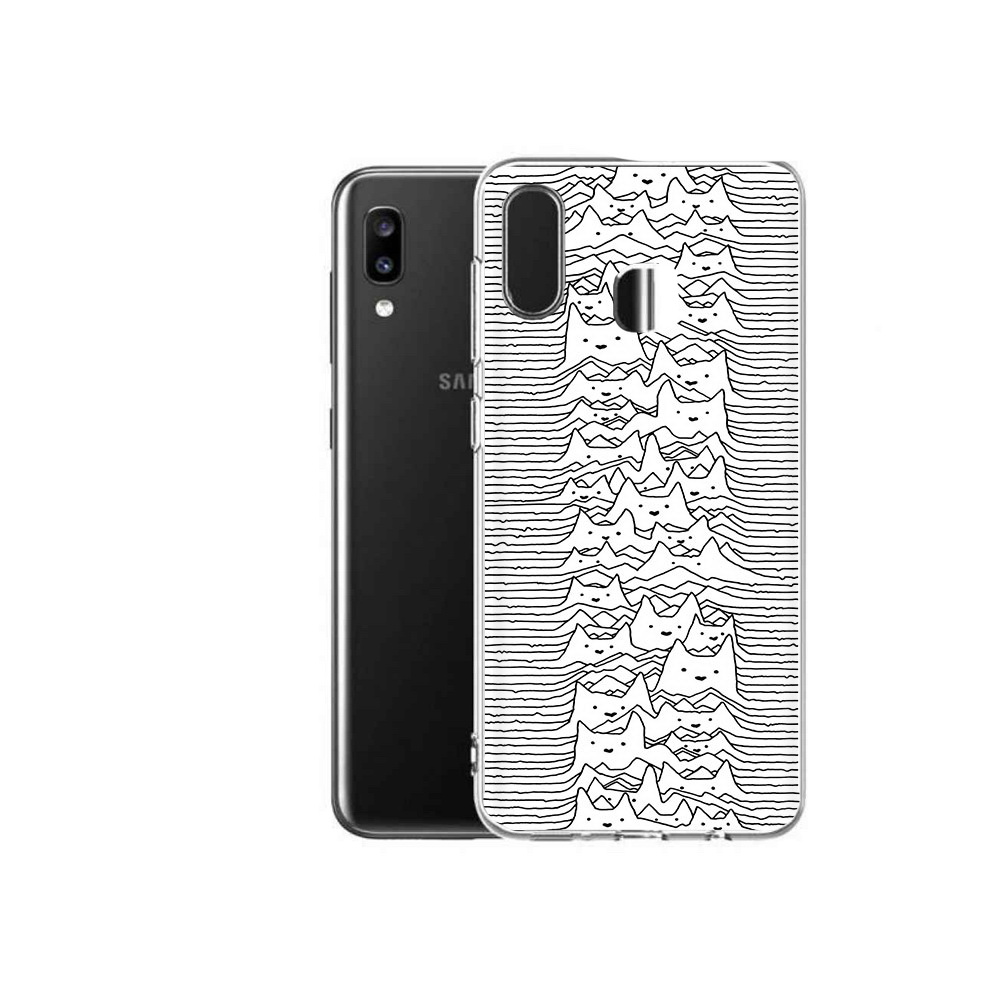 

Чехол MyPads Tocco для Samsung Galaxy A20 черно белые коты 3D, Прозрачный, Tocco