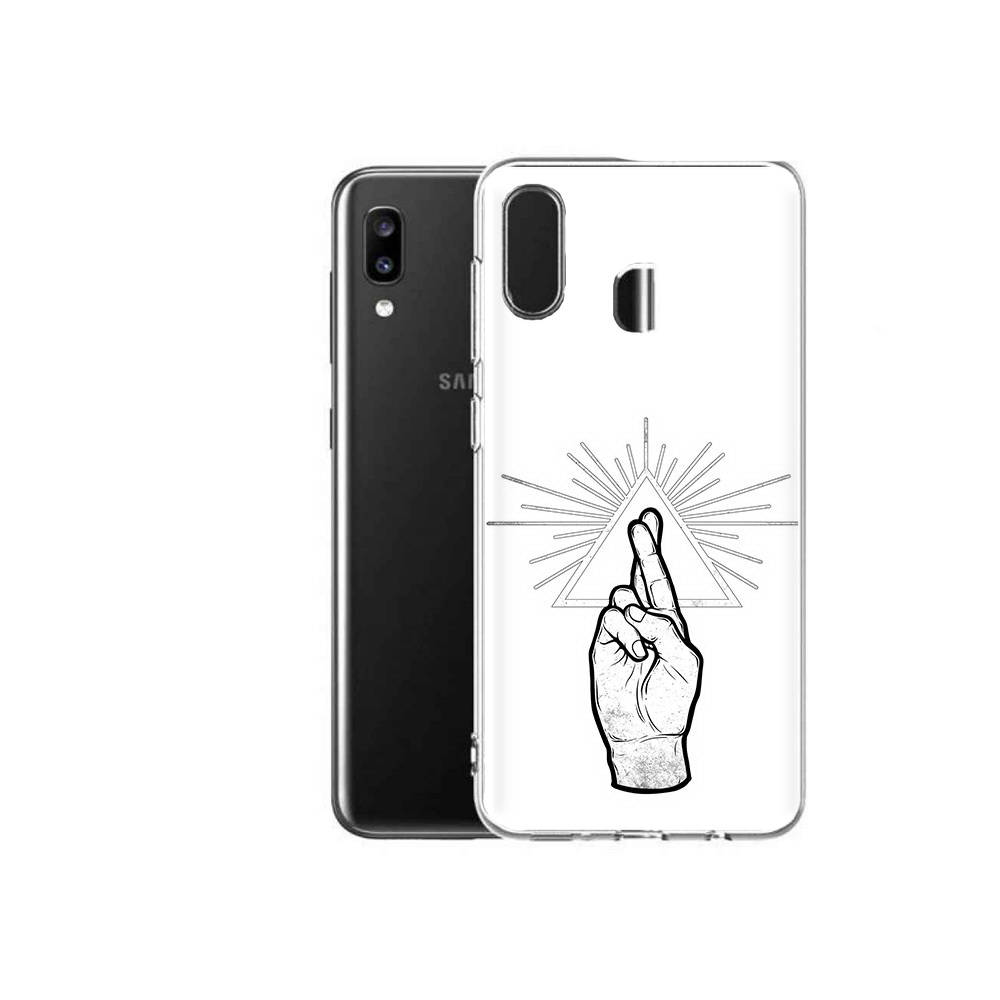 

Чехол MyPads Tocco для Samsung Galaxy A20 черно белая рука, Прозрачный, Tocco