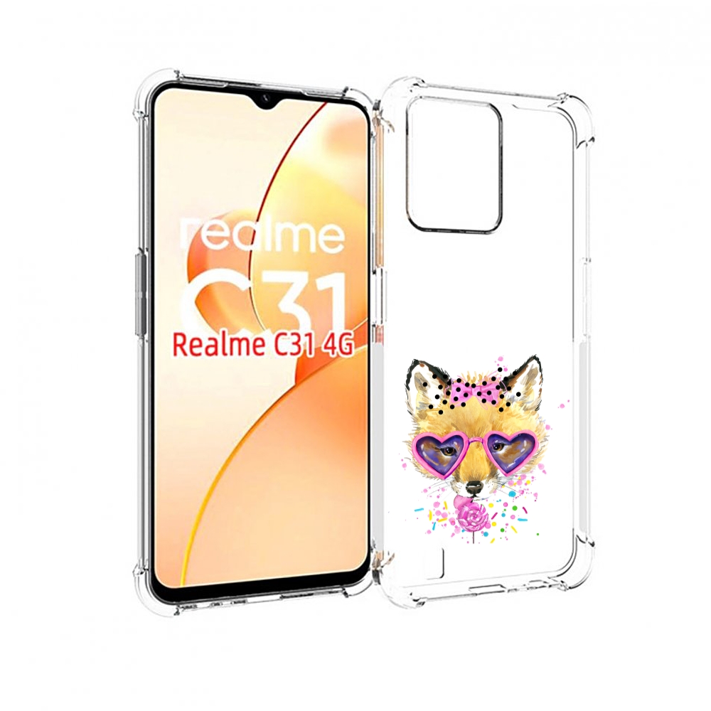

Чехол MyPads лисенок с бантиком для OPPO Realme C31, Прозрачный, Tocco