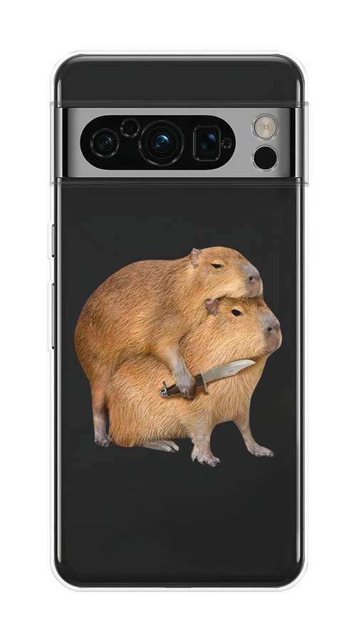 

Чехол на Google Pixel 8 Pro "Капибара с ножом", Бежевый, 271650-1