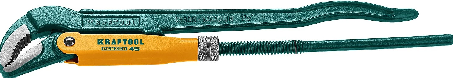 KRAFTOOL PANZER-45, №2, ключ трубный, изогнутые губки ключ трубный газовый самозажимной vira 444004 захват 42 мм длина 300 мм