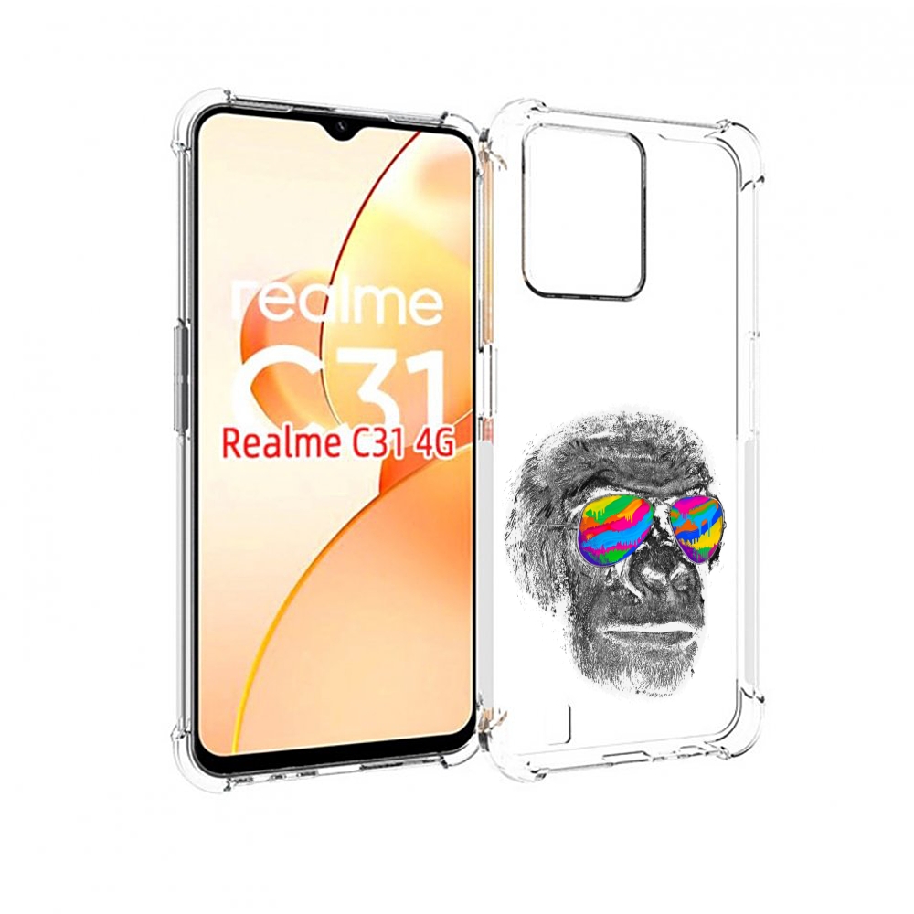 

Чехол MyPads крутая обезьяна в очках для OPPO Realme C31, Прозрачный, Tocco