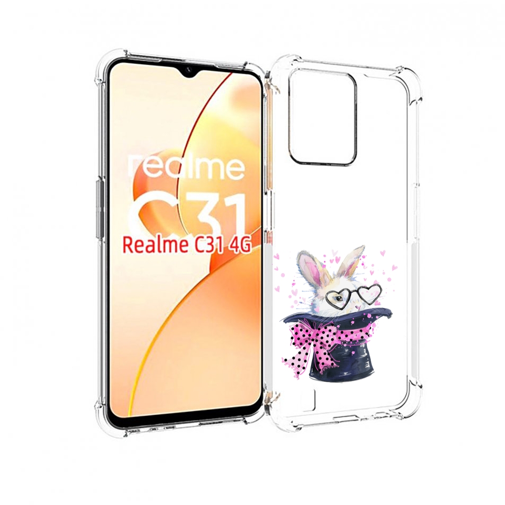 Чехол MyPads кролик в шляпе для OPPO Realme C31