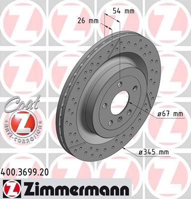 

400.3699.20_Диск Тормозной Задний Mb Ml 2.2-3.5I/D 11> Zimmermann 400369920