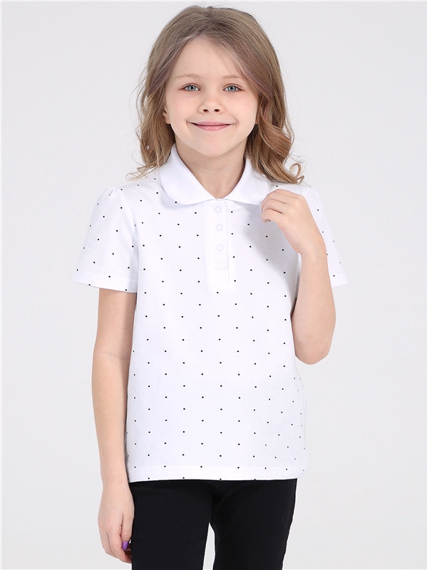 Поло детское Апрель 1ДДПК4118804н, темно-синий горох 2 на белом, 134