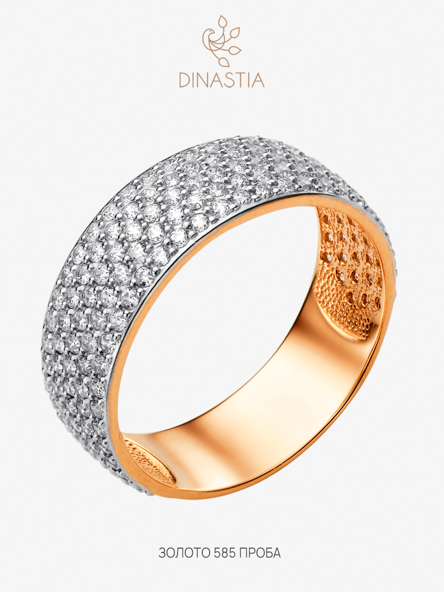 

Кольцо из золота р. 19,5 DINASTIA.GOLD 001161, фианит, 001161